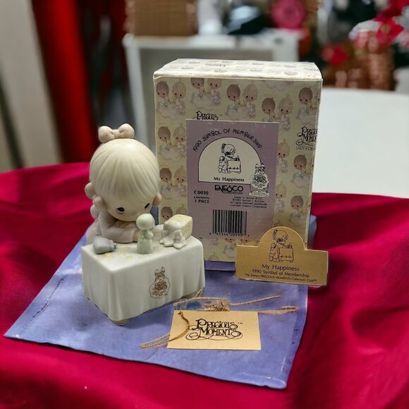 Precious Moments Symbol of Membership 'My Happiness' C0010 1990 Gift - Picture 1 of 11